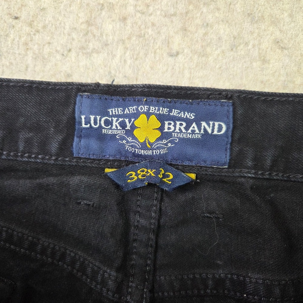 Lucky Brand 329 Classic Straight Jeans Mens 38x28 Black Stretch Denim - Picture 3 of 15